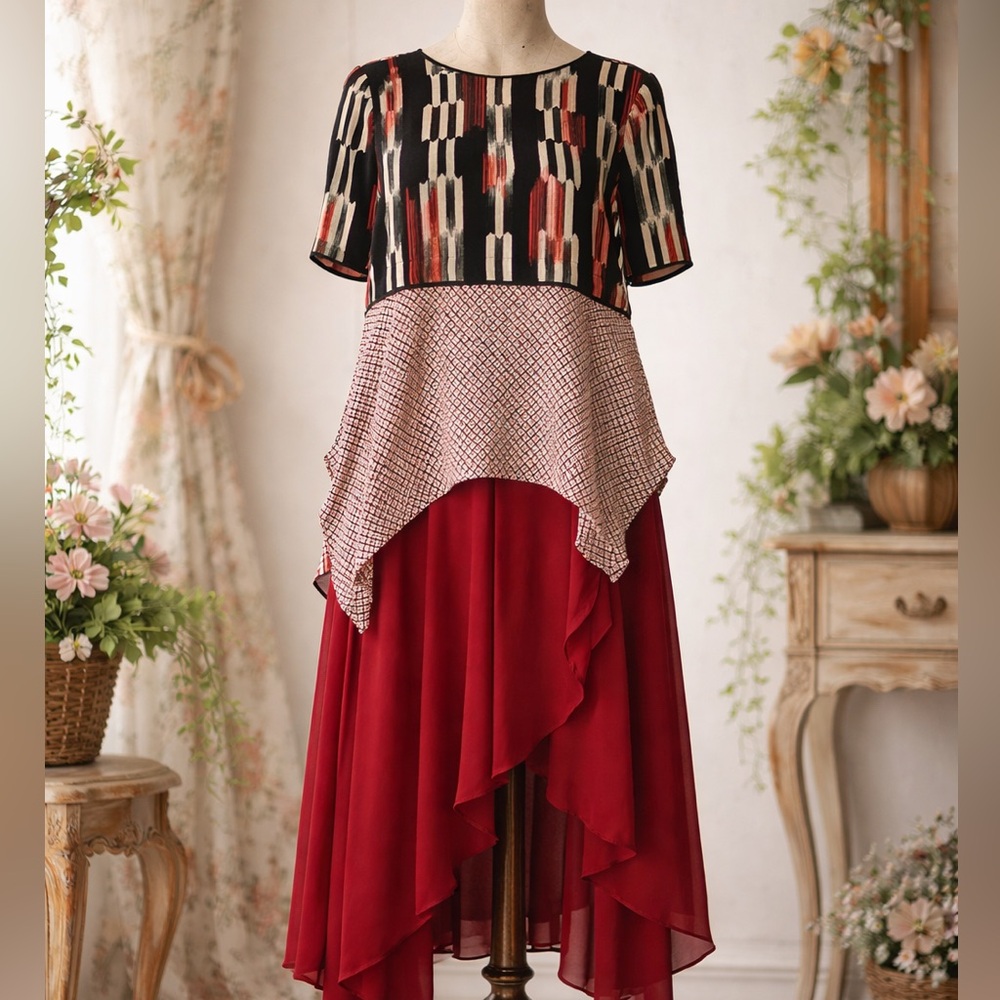 BCBG MAXAZRIA Two toned print top